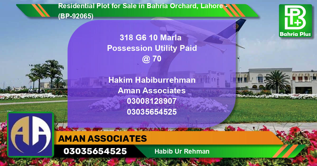 Residential Plot for Sale in Bahria Orchard, Lahore - (BP-92065)