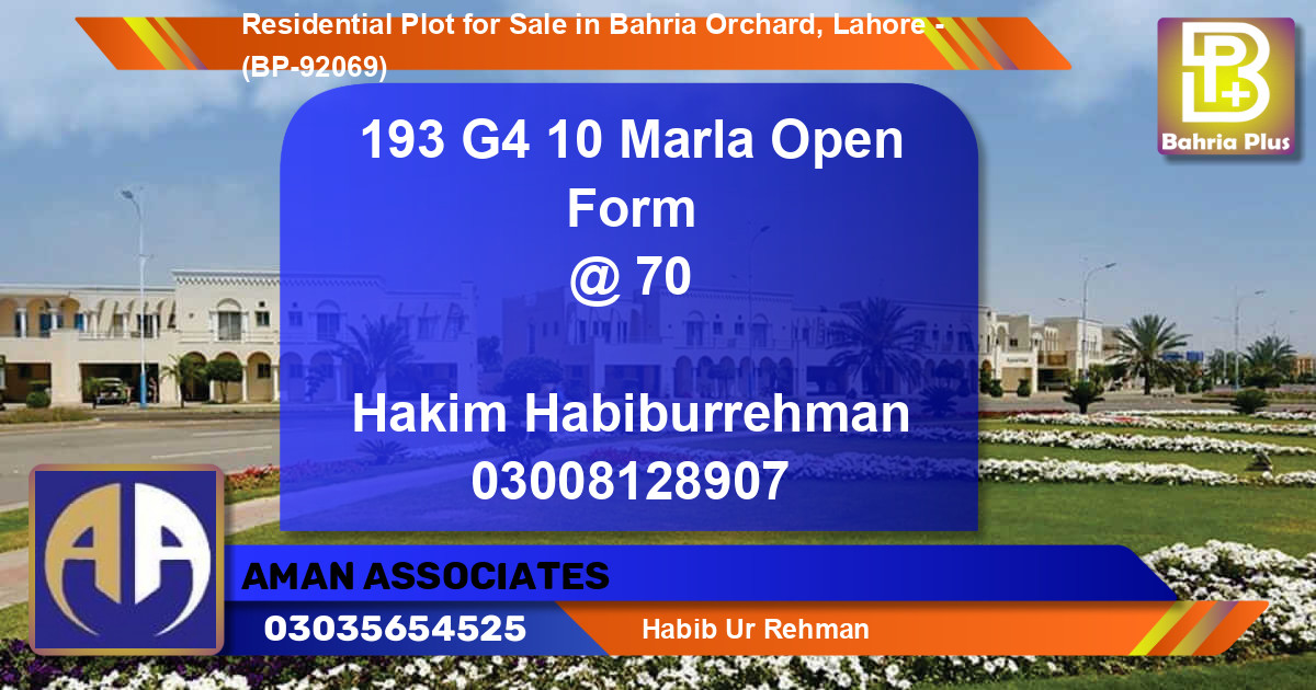 Residential Plot for Sale in Bahria Orchard, Lahore - (BP-92069)