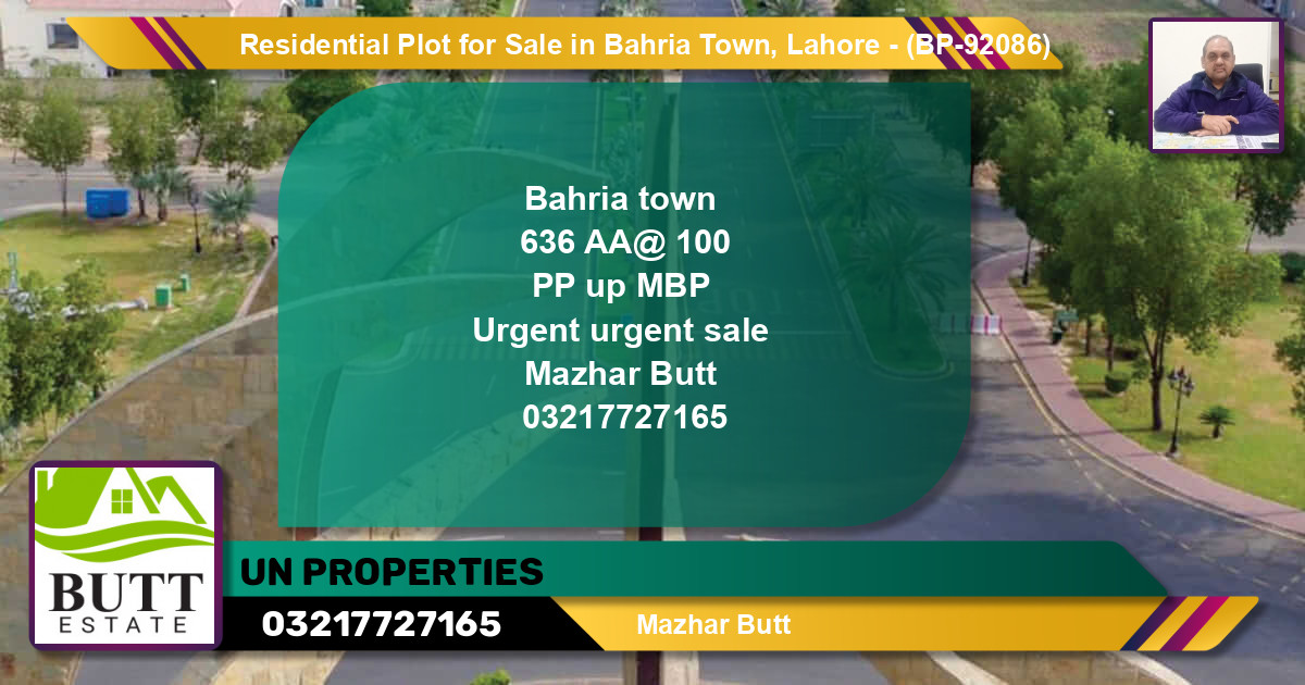 Residential Plot for Sale in Bahria Town, Lahore - (BP-92086)