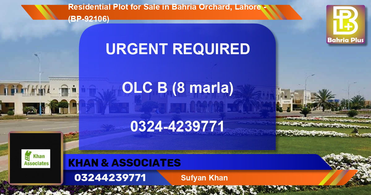 Residential Plot for Sale in Bahria Orchard, Lahore - (BP-92106)