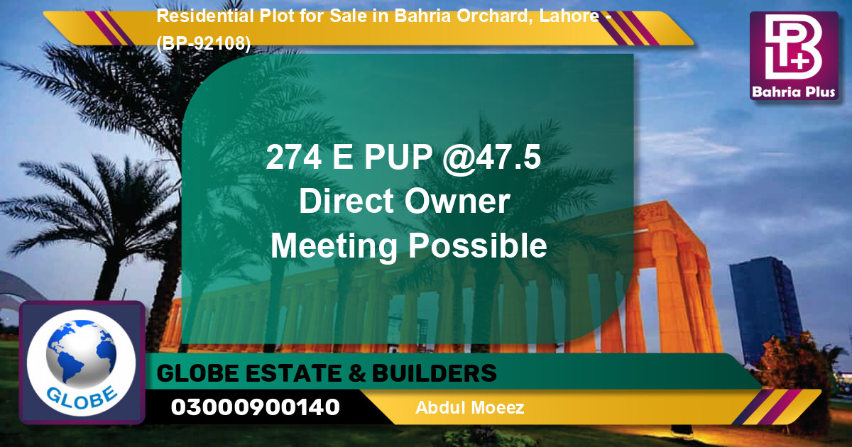 Residential Plot for Sale in Bahria Orchard, Lahore - (BP-92108)
