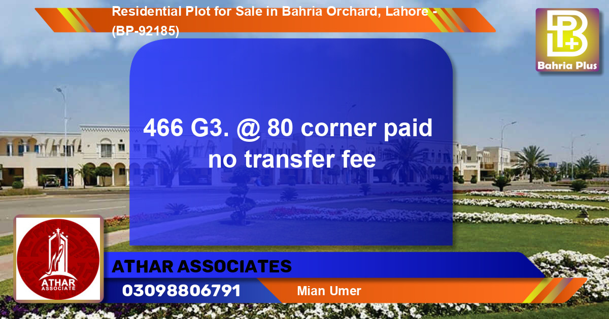 Residential Plot for Sale in Bahria Orchard, Lahore - (BP-92185)