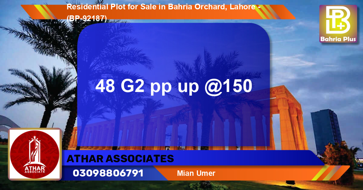Residential Plot for Sale in Bahria Orchard, Lahore - (BP-92187)