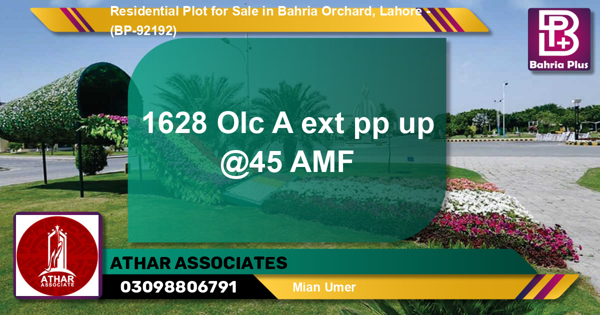 Residential Plot for Sale in Bahria Orchard, Lahore - (BP-92192)