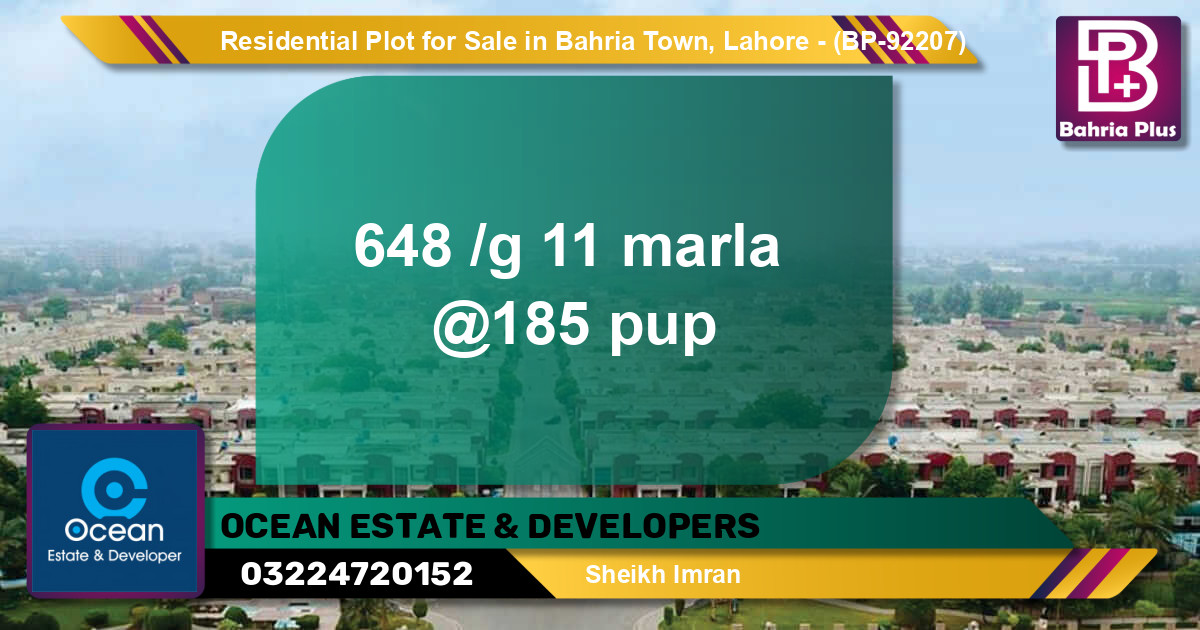 Residential Plot for Sale in Bahria Town, Lahore - (BP-92207)