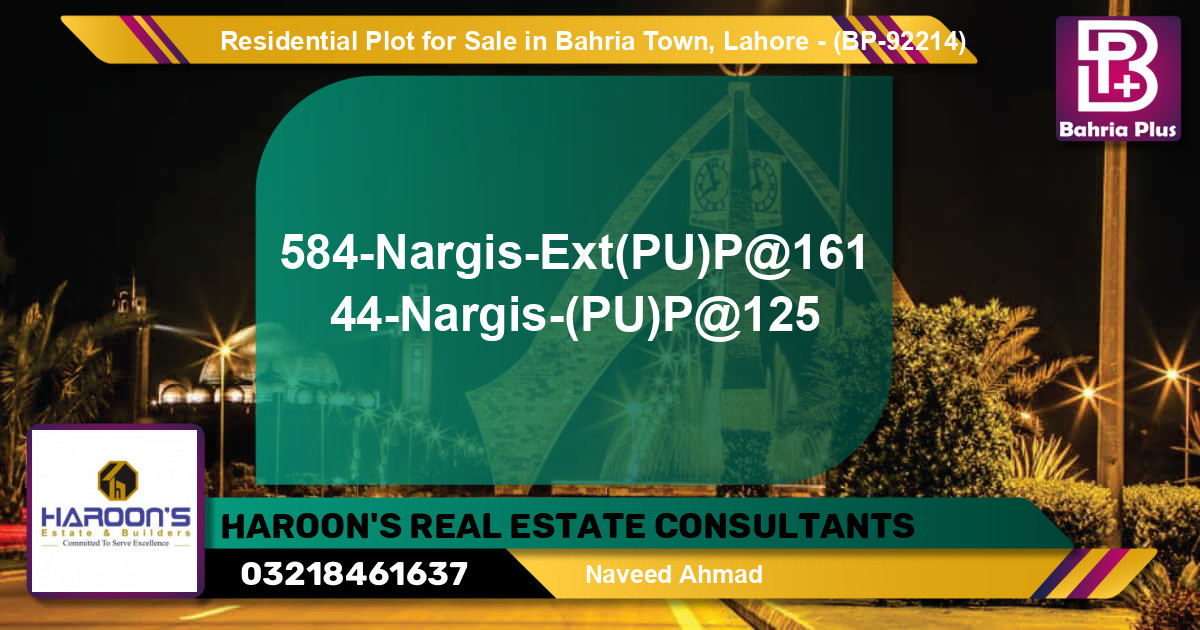 Residential Plot for Sale in Bahria Town, Lahore - (BP-92214)