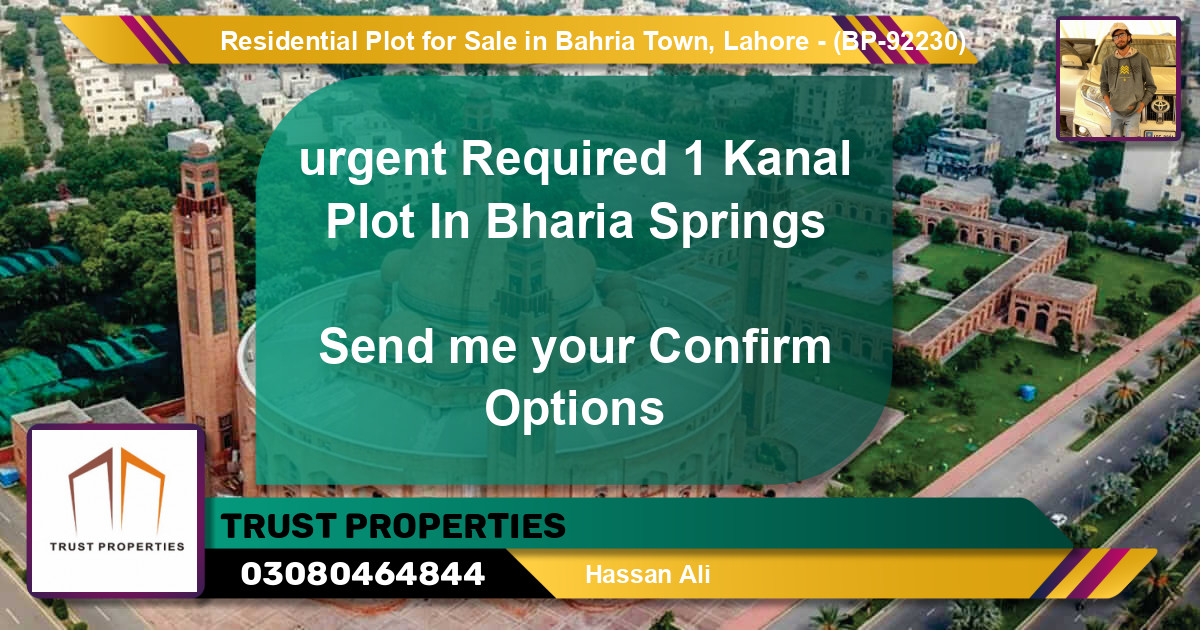 Residential Plot for Sale in Bahria Town, Lahore - (BP-92230)
