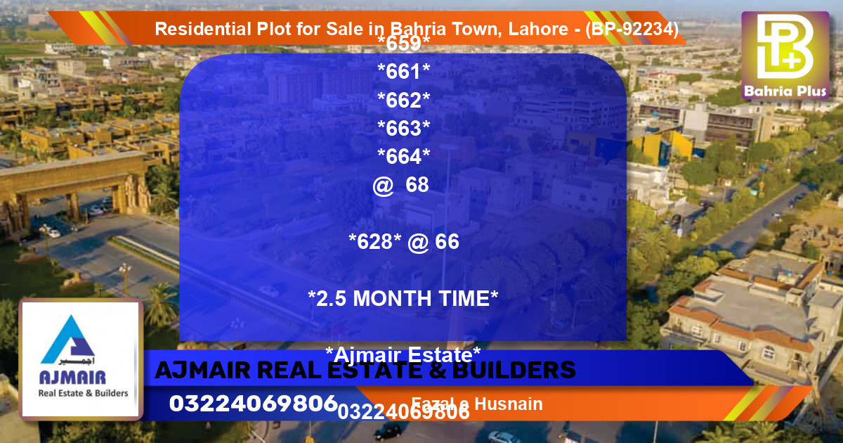 Residential Plot for Sale in Golf Phase 1 -  Bahria Town, Lahore - (BP-92234)
