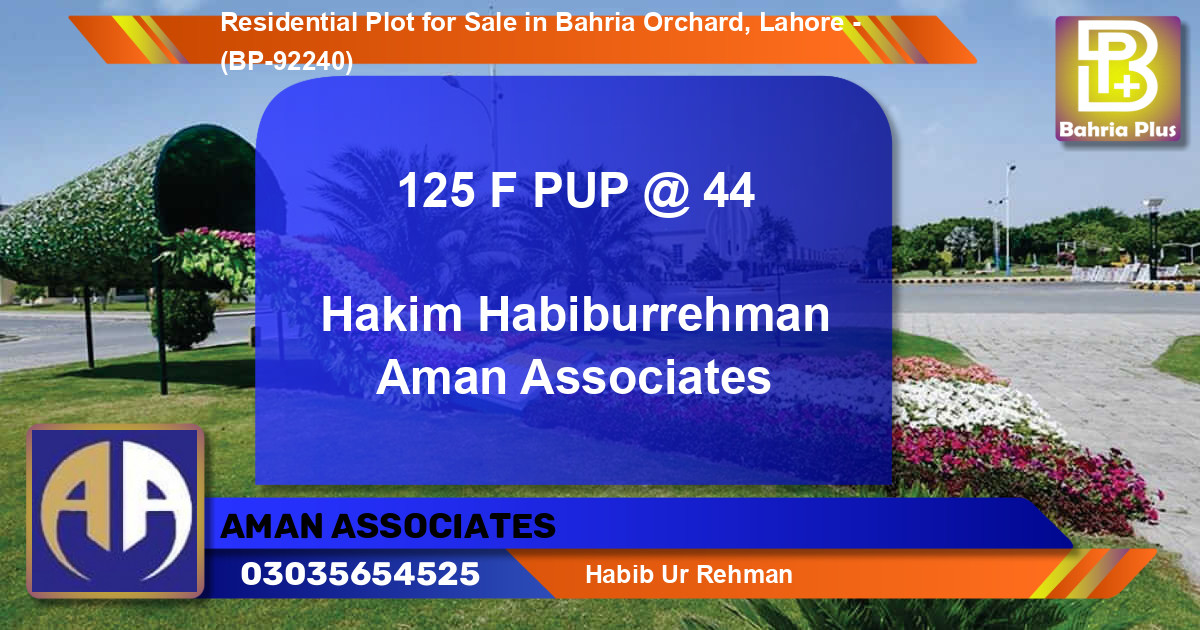 Residential Plot for Sale in Bahria Orchard, Lahore - (BP-92240)