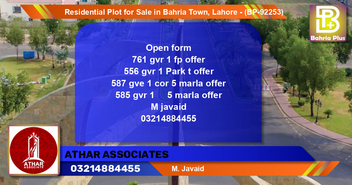Residential Plot for Sale in Golf Phase 1 -  Bahria Town, Lahore - (BP-92253)