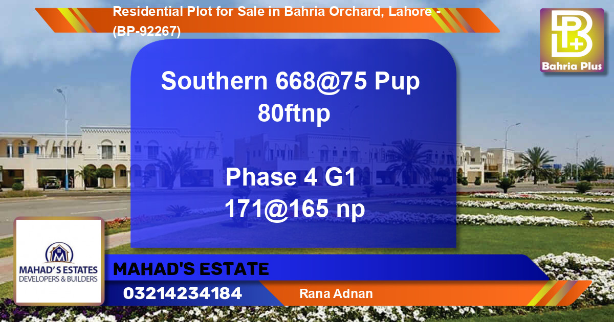 Residential Plot for Sale in Bahria Orchard, Lahore - (BP-92267)