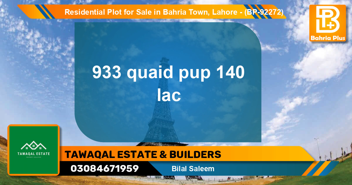 Residential Plot for Sale in Bahria Town, Lahore - (BP-92272)