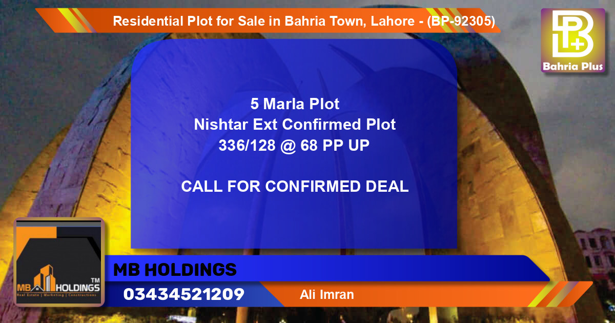 Residential Plot for Sale in Bahria Town, Lahore - (BP-92305)