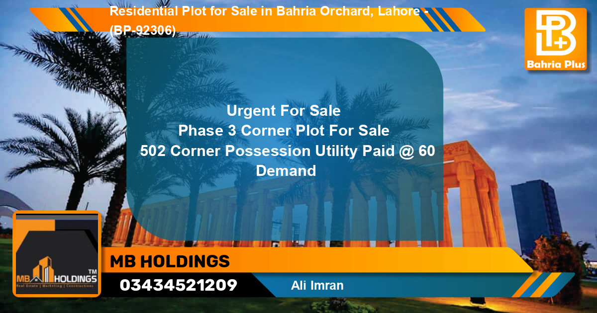 Residential Plot for Sale in Bahria Orchard, Lahore - (BP-92306)