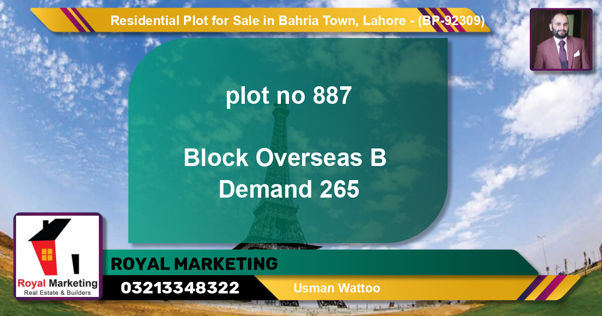 Residential Plot for Sale in Bahria Town, Lahore - (BP-92309)