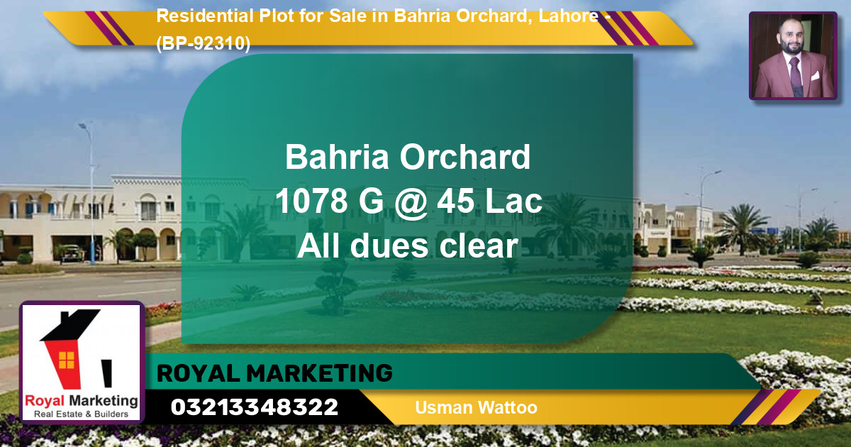 Residential Plot for Sale in Bahria Orchard, Lahore - (BP-92310)