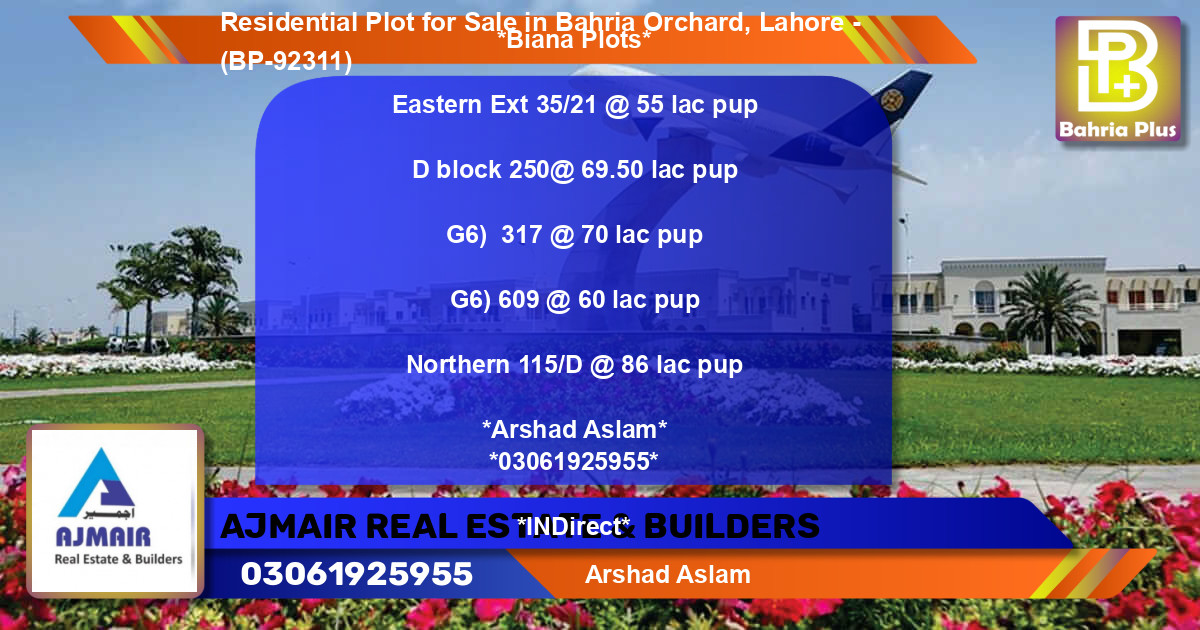 Residential Plot for Sale in Bahria Orchard, Lahore - (BP-92311)