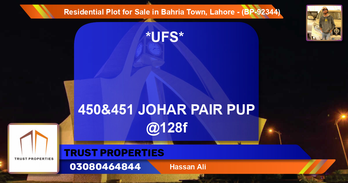 Residential Plot for Sale in Bahria Town, Lahore - (BP-92344)