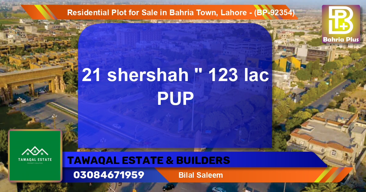 Residential Plot for Sale in Bahria Town, Lahore - (BP-92354)