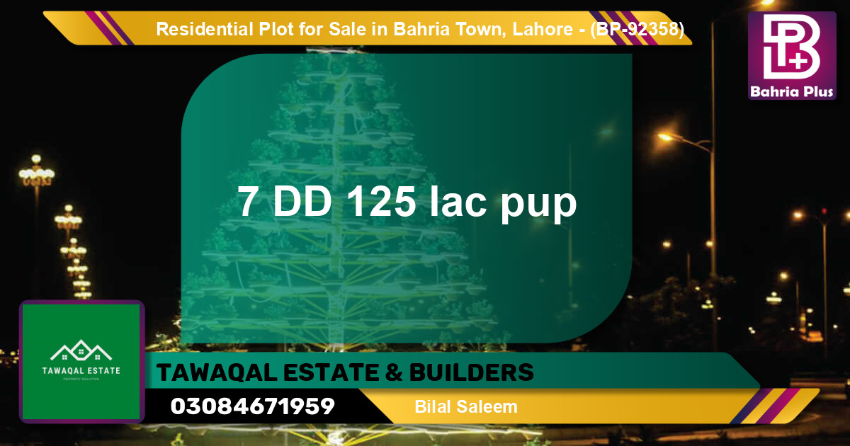 Residential Plot for Sale in Bahria Town, Lahore - (BP-92358)