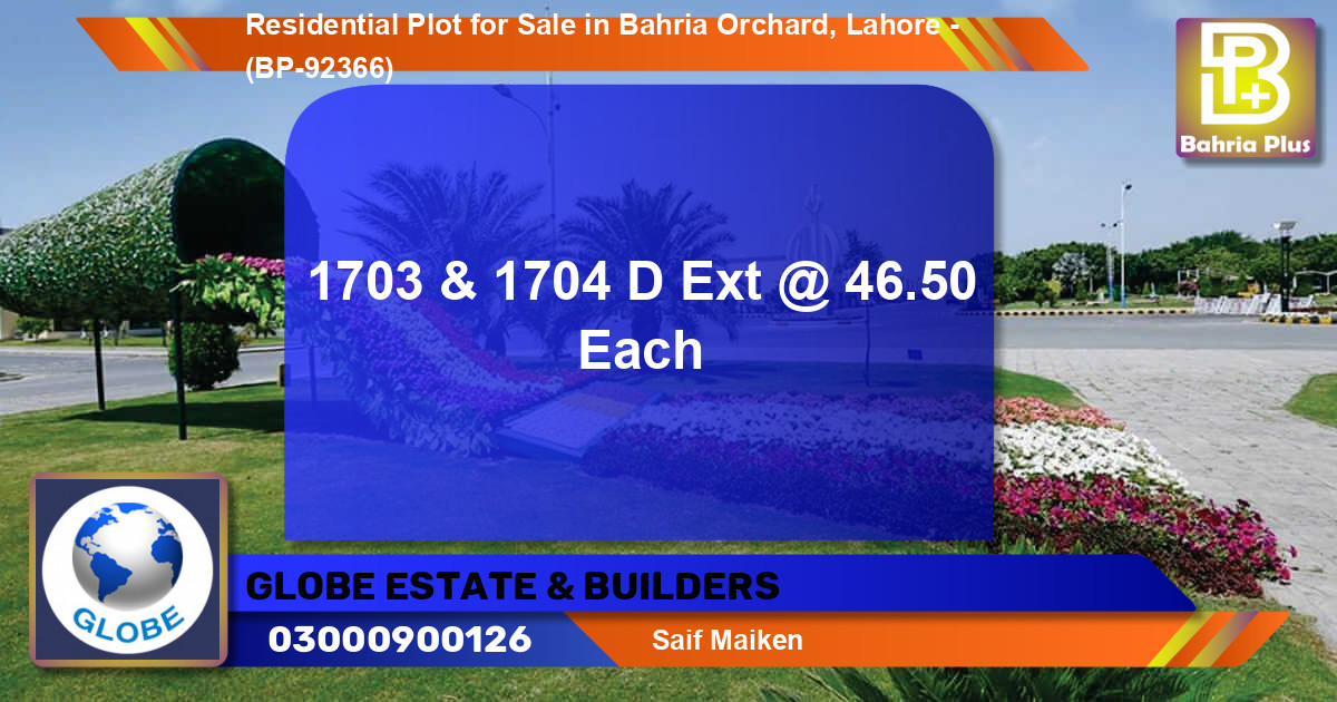 Residential Plot for Sale in Bahria Orchard, Lahore - (BP-92366)