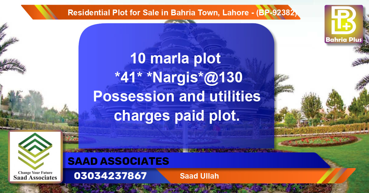 Residential Plot for Sale in Bahria Town, Lahore - (BP-92382)