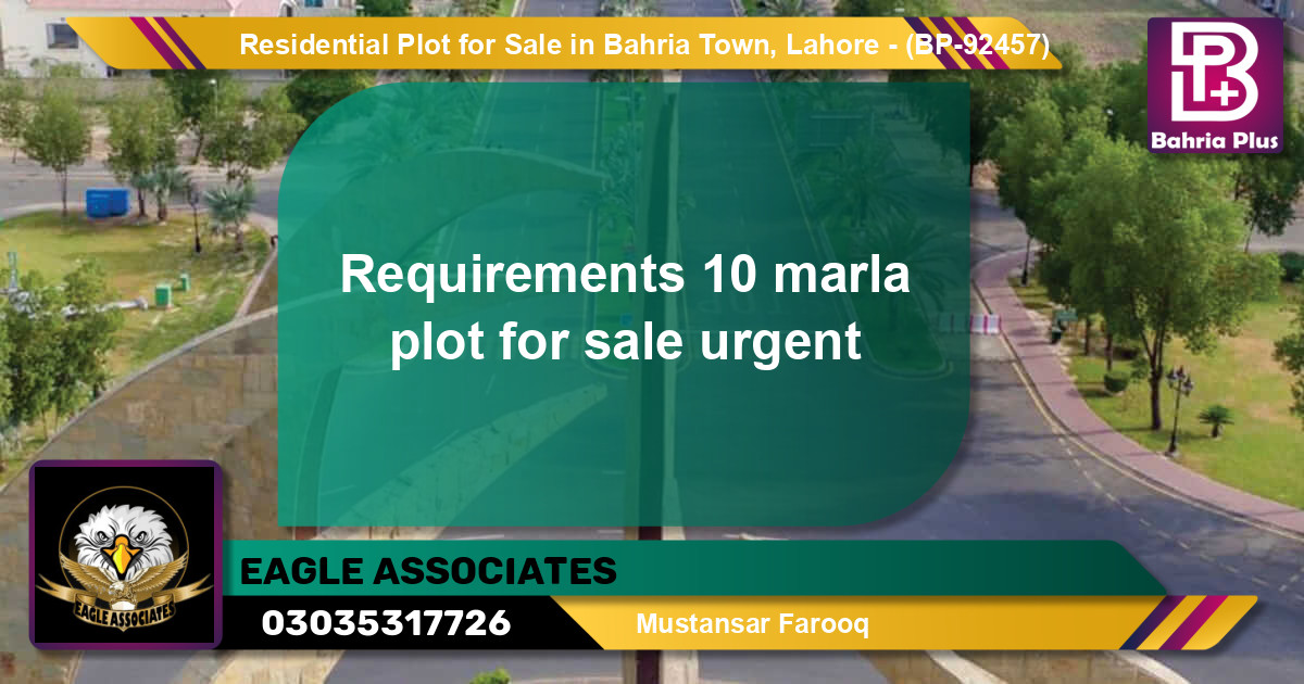 Residential Plot for Sale in Bahria Town, Lahore - (BP-92457)