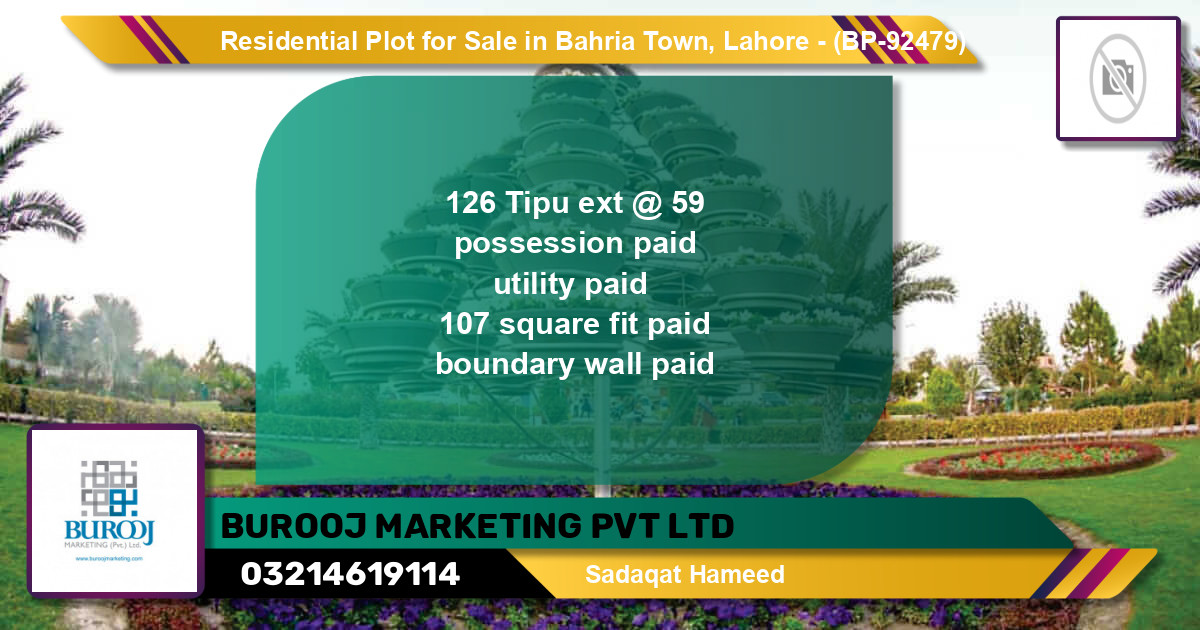 Residential Plot for Sale in Bahria Town, Lahore - (BP-92479)