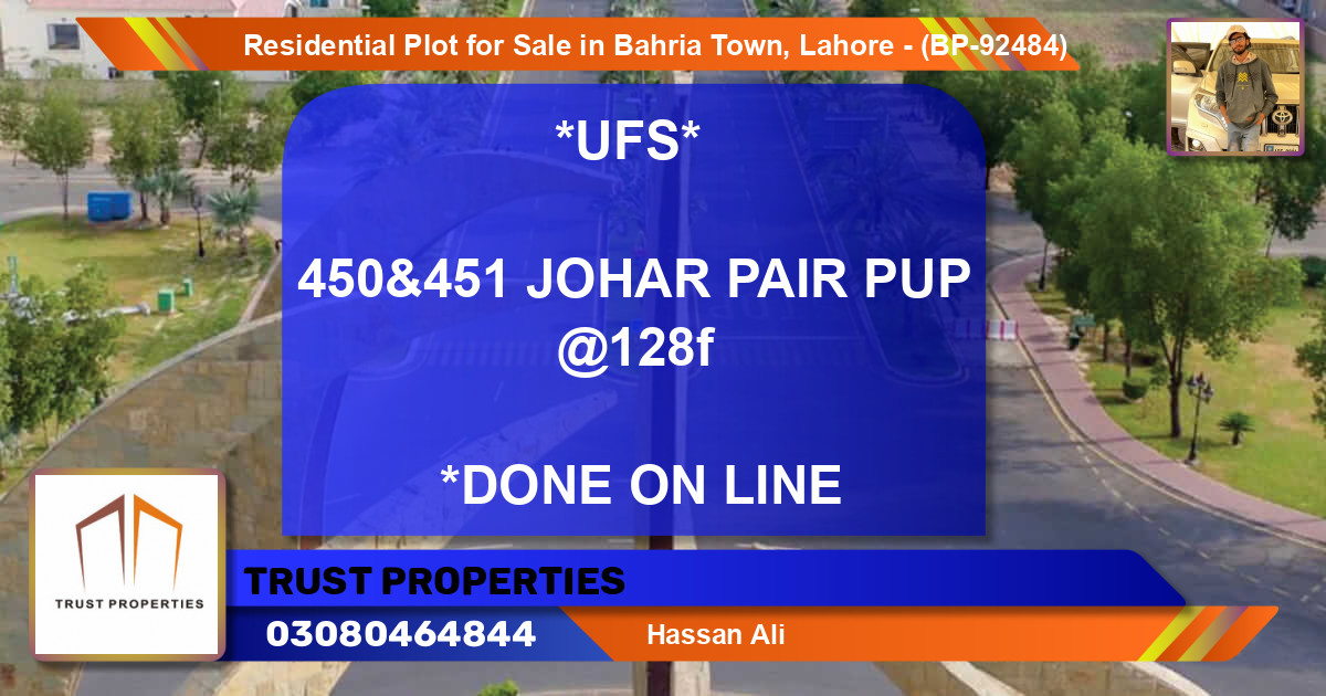 Residential Plot for Sale in Bahria Town, Lahore - (BP-92484)