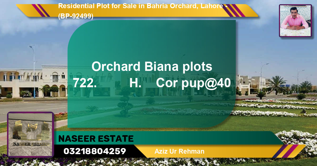 Residential Plot for Sale in Bahria Orchard, Lahore - (BP-92499)