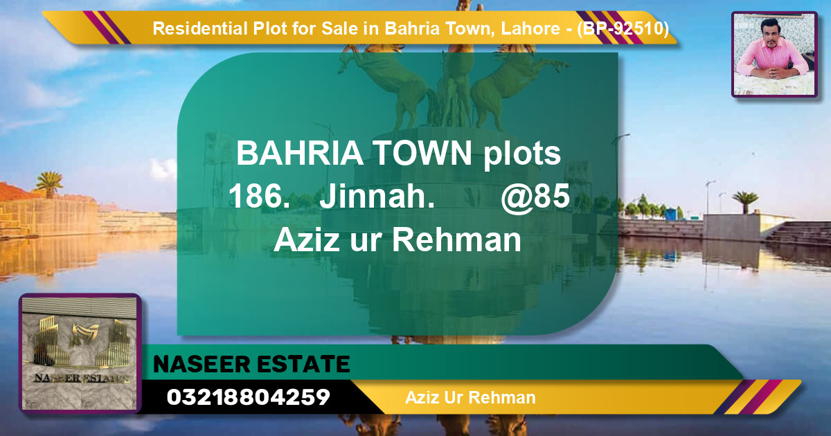 Residential Plot for Sale in Bahria Town, Lahore - (BP-92510)