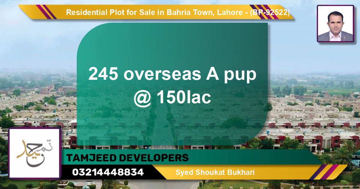 Residential Plot for Sale in Bahria Town, Lahore - (BP-92522)