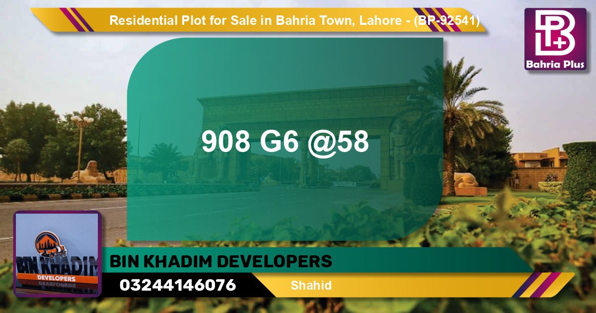 Residential Plot for Sale in Bahria Town, Lahore - (BP-92541)