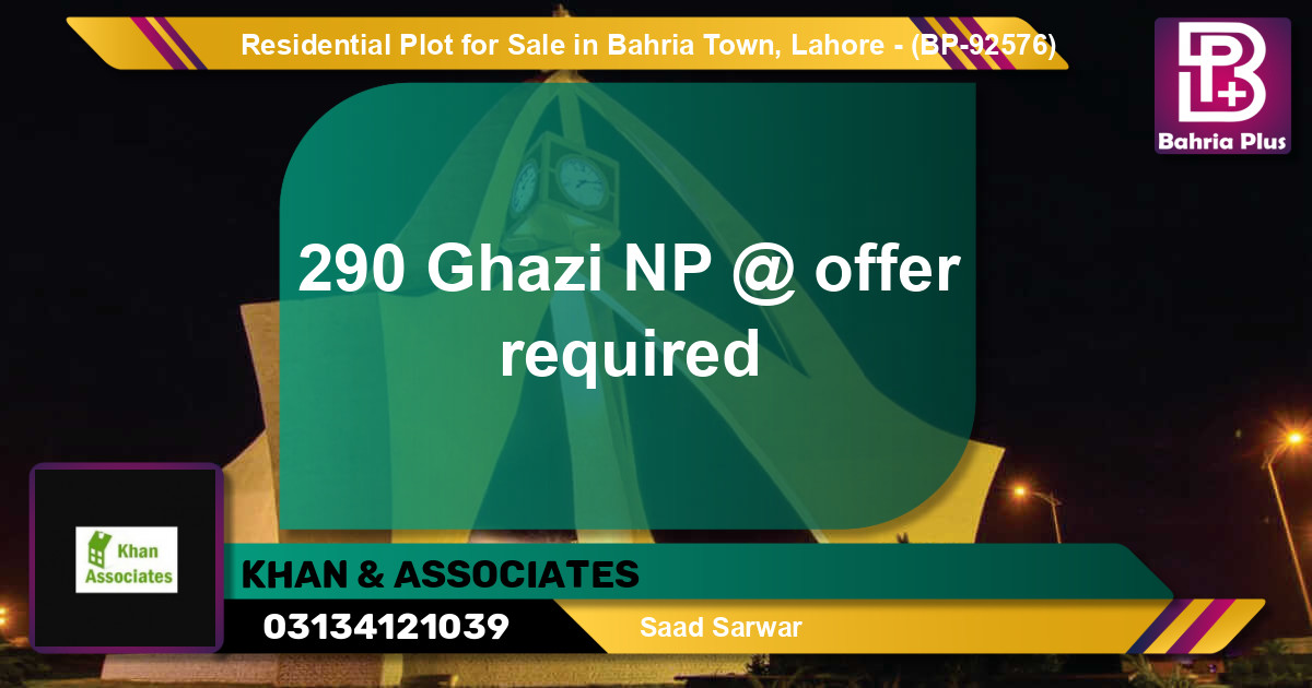 Residential Plot for Sale in Bahria Town, Lahore - (BP-92576)