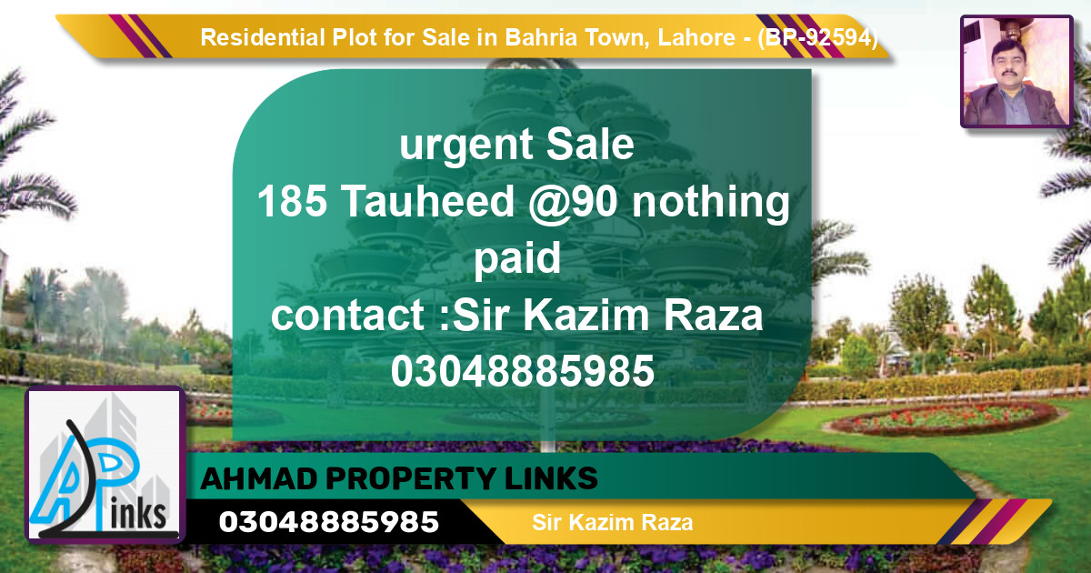Residential Plot for Sale in Bahria Town, Lahore - (BP-92594)