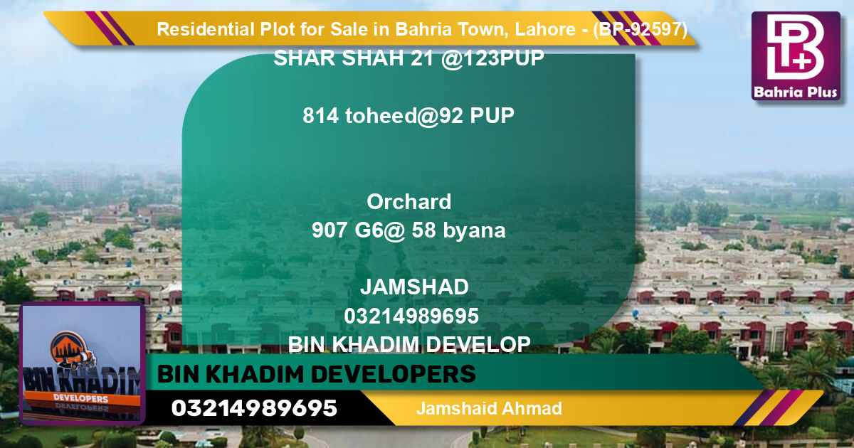 Residential Plot for Sale in Bahria Town, Lahore - (BP-92597)