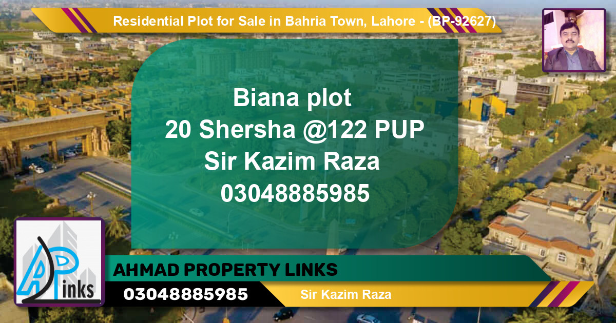 Residential Plot for Sale in Bahria Town, Lahore - (BP-92627)