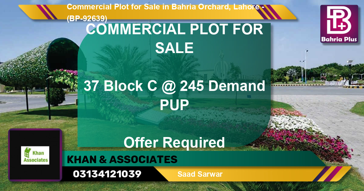 Commercial Plot for Sale in Bahria Orchard, Lahore - (BP-92639)