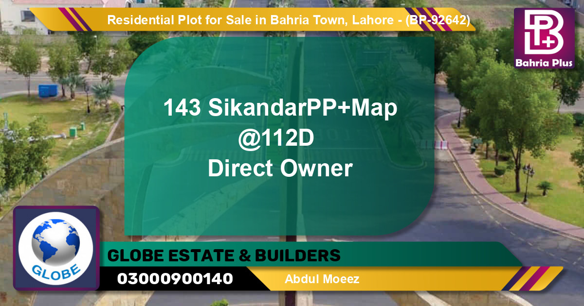 Residential Plot for Sale in Bahria Town, Lahore - (BP-92642)