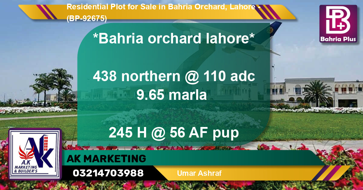 Residential Plot for Sale in Bahria Orchard, Lahore - (BP-92675)