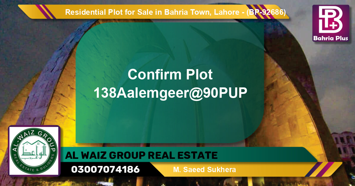Residential Plot for Sale in Bahria Town, Lahore - (BP-92686)