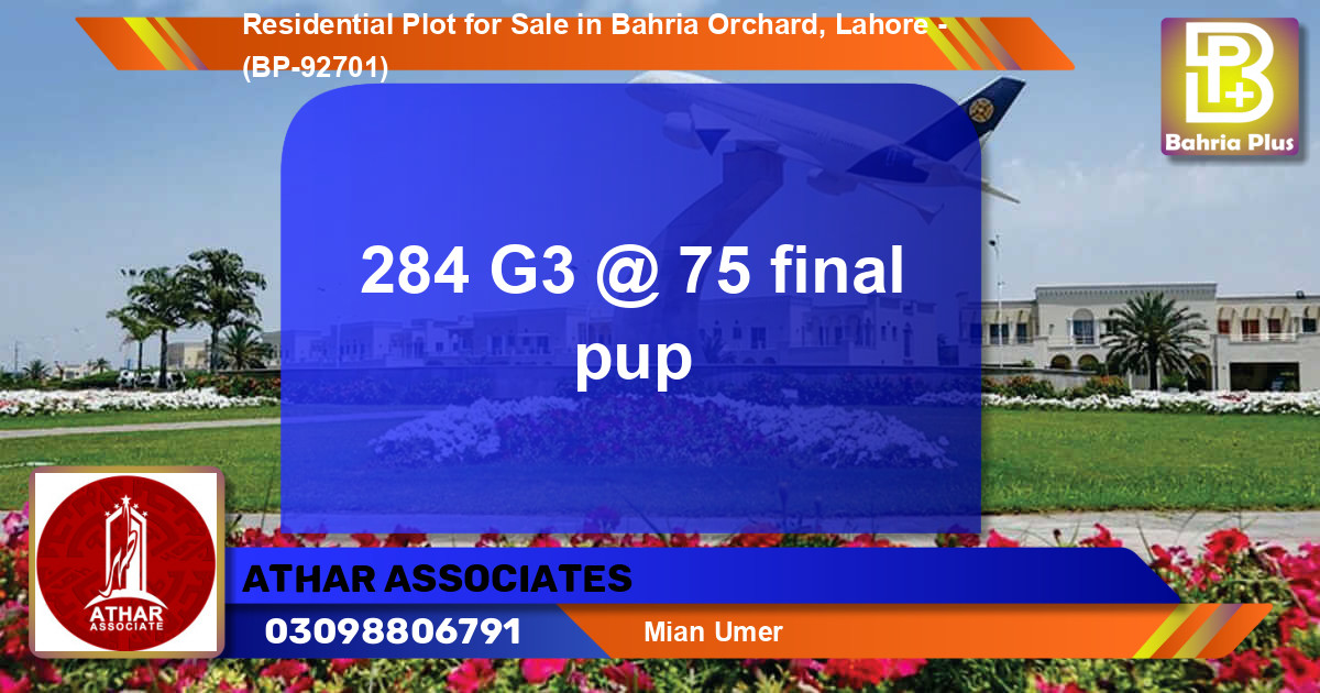 Residential Plot for Sale in Bahria Orchard, Lahore - (BP-92701)