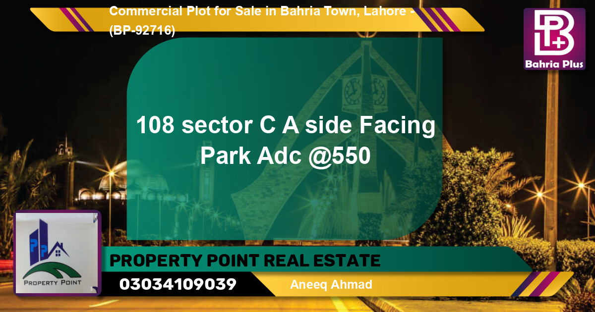 Commercial Plot for Sale in Bahria Town, Lahore - (BP-92716)