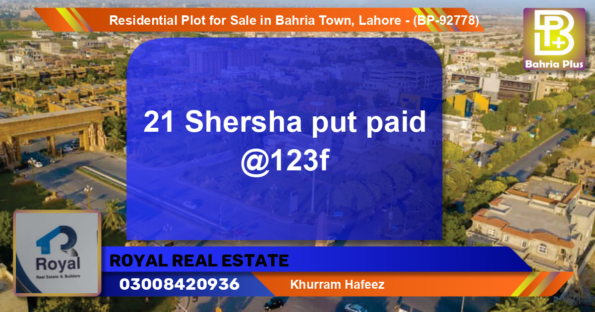 Residential Plot for Sale in Bahria Town, Lahore - (BP-92778)