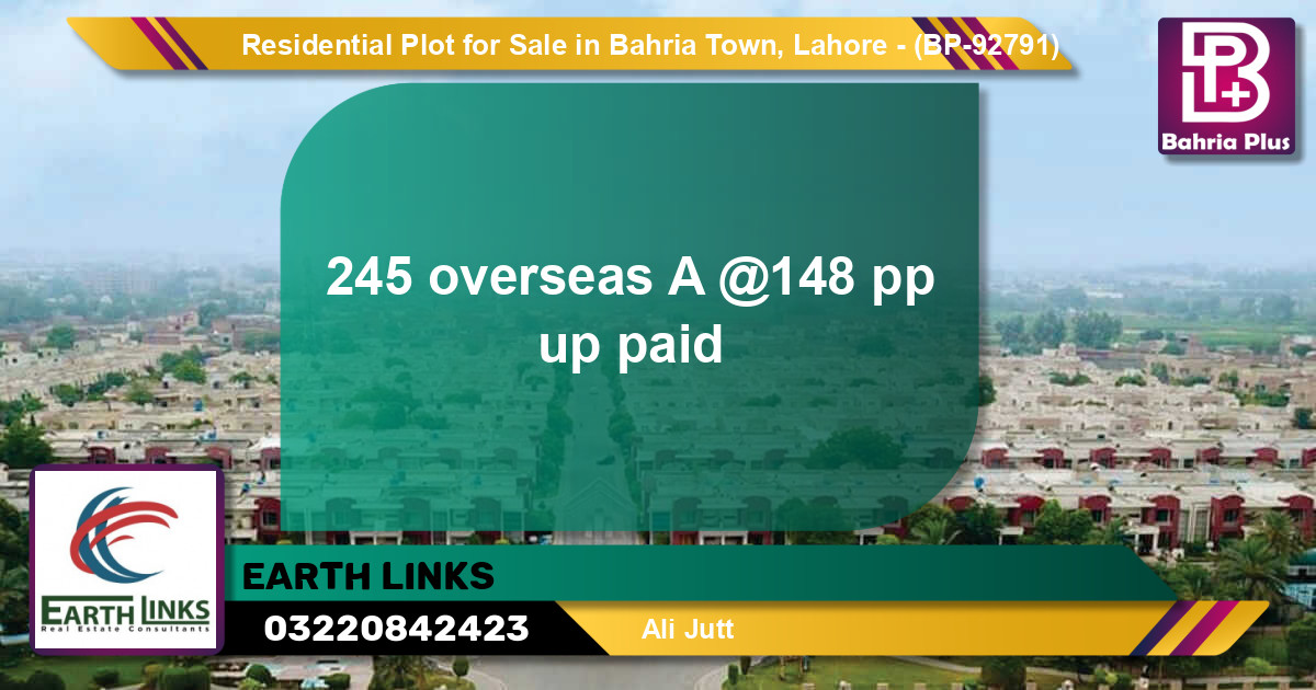 Residential Plot for Sale in Bahria Town, Lahore - (BP-92791)