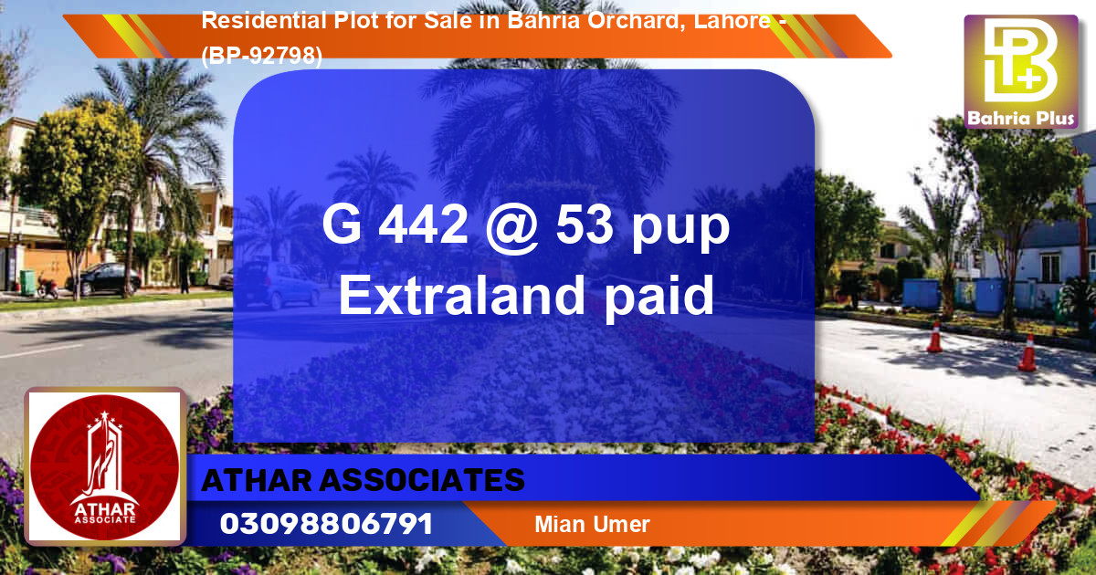 Residential Plot for Sale in Bahria Orchard, Lahore - (BP-92798)