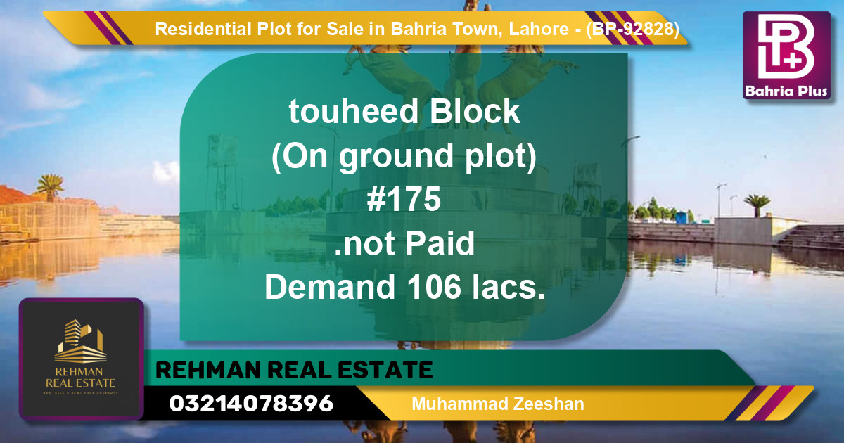Residential Plot for Sale in Bahria Town, Lahore - (BP-92828)