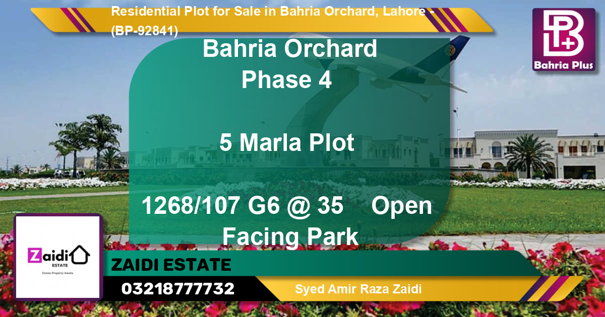 Residential Plot for Sale in Bahria Orchard, Lahore - (BP-92841)