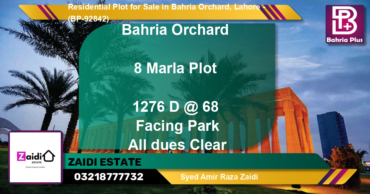 Residential Plot for Sale in Bahria Orchard, Lahore - (BP-92842)