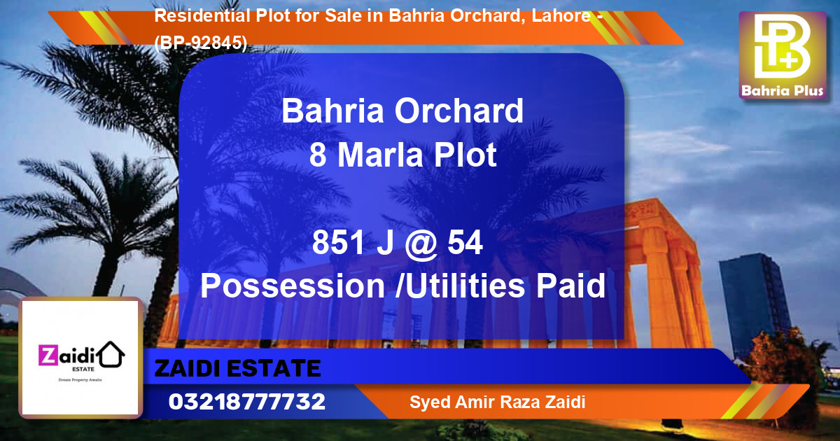 Residential Plot for Sale in Bahria Orchard, Lahore - (BP-92845)